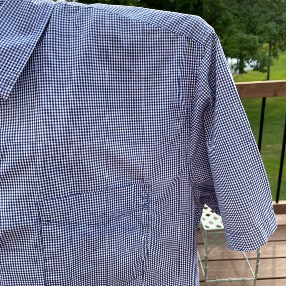 Old Navy Blue White Check Men's Short Sleeve Button Up Shirt X-Large 100% Cotton - Picture 5 of 9